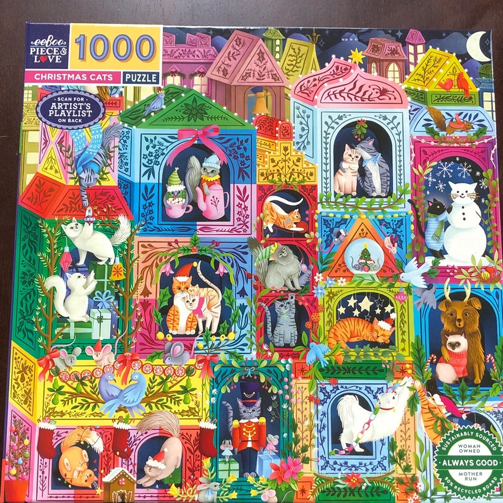 EeBoo Christmas cats 1000 piece puzzle.